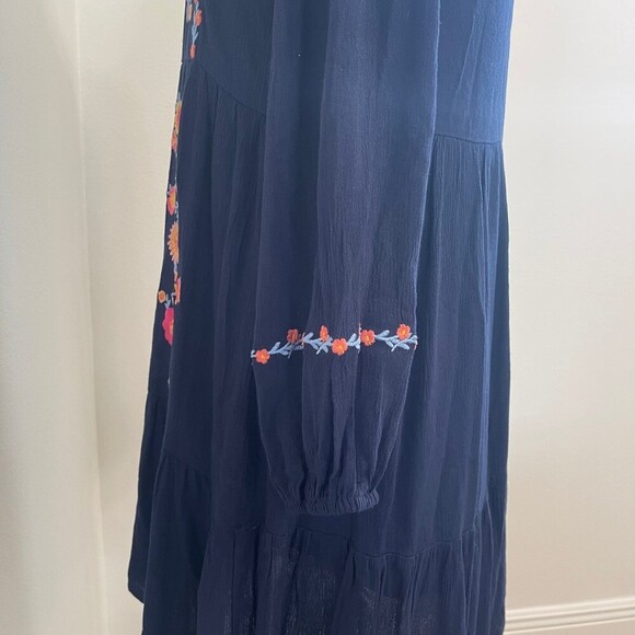 Savanna Jane Embroidered Summer Casual Flowy Sun Dress in Navy. Size S. - Picture 7 of 11